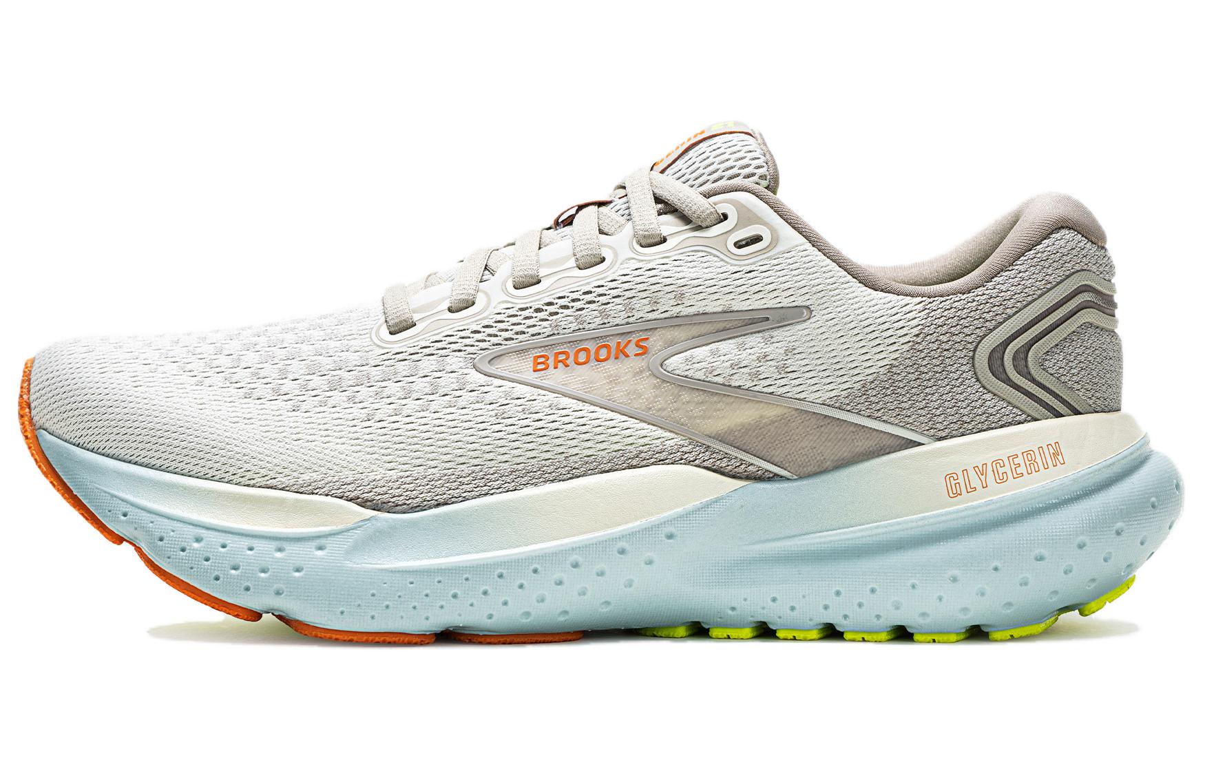 Brooks Brooks Glycerin 21 comfortable and versatile non-slip and wear-resistant low-top running shoes for women, white, blue and yellow