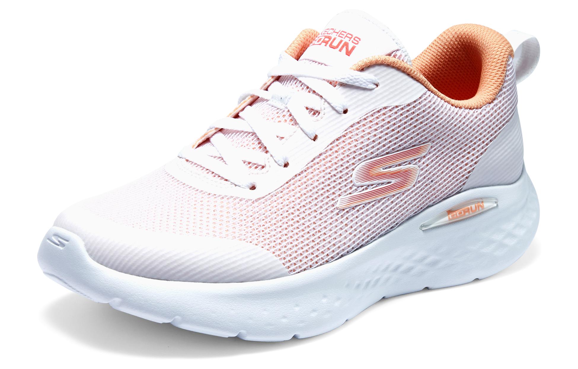 Skechers Go Run Lite Fabric Cushioning Breathable Low top Casual Running Shoes Women’s White Orange