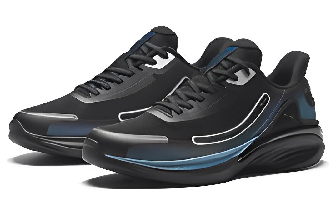 Anta City Soft Cushioning Slip Resistant Abrasion Resistant Low top Running Shoes Men’s Black Blue Silver
