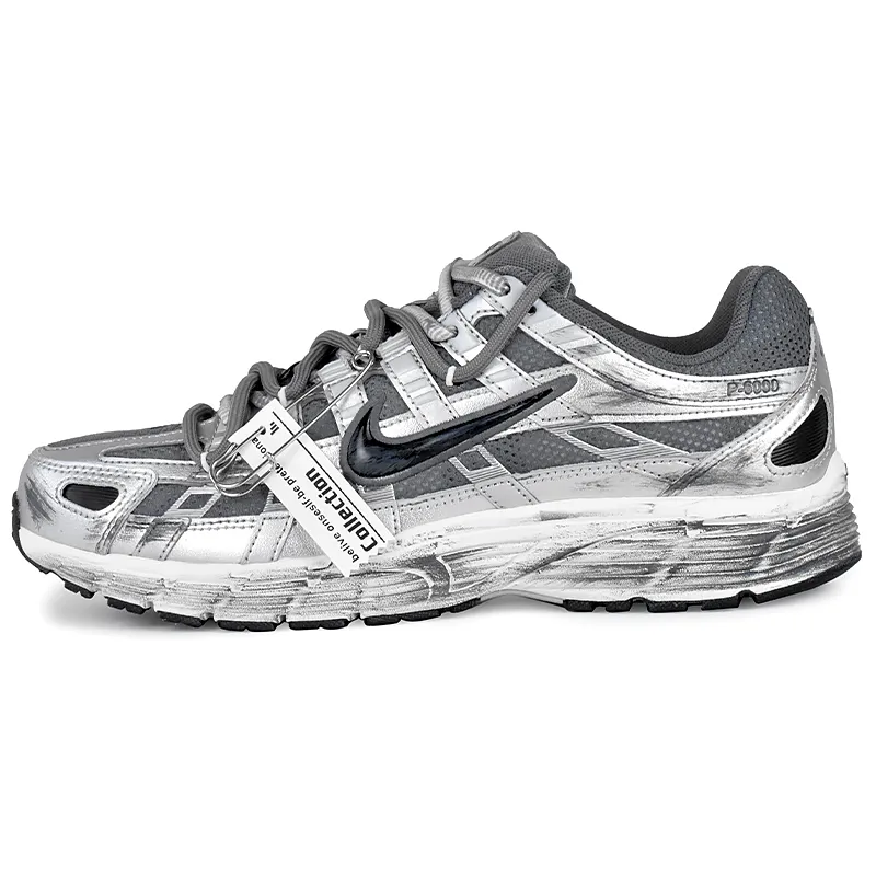 Nike P 6000 Cushioning, Wear Resistant Low top Casual City Commuting Running Shoes Unisex Silver