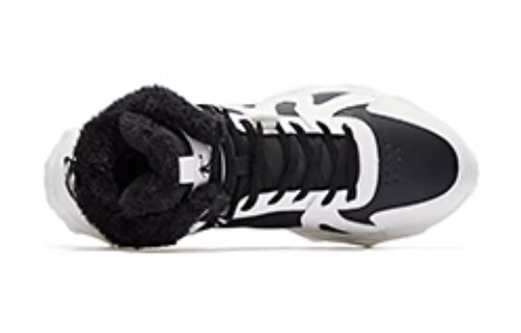 QIAODAN Fleece Lined Comfortable Cushioning, Wear Resistant High top Running Shoes Men’s White Black