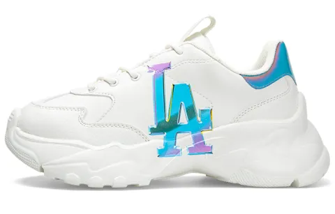 MLB Big Ball Chunky A Meta Leather Low top Chunky Sneakers Unisex White Blue