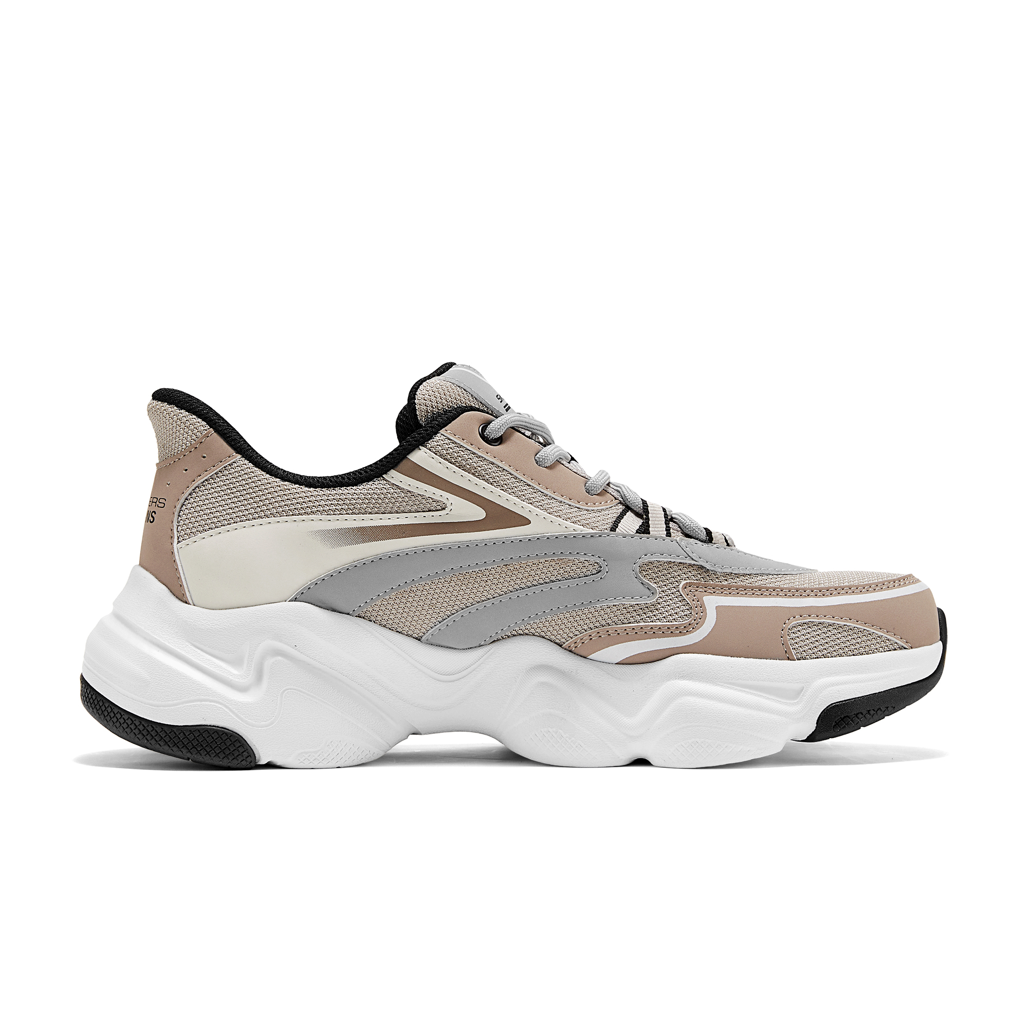 Skechers BOBS Sport Synthetic Leather Slip Resistant Abrasion Resistant Low top Running Shoes Men’s White Brown