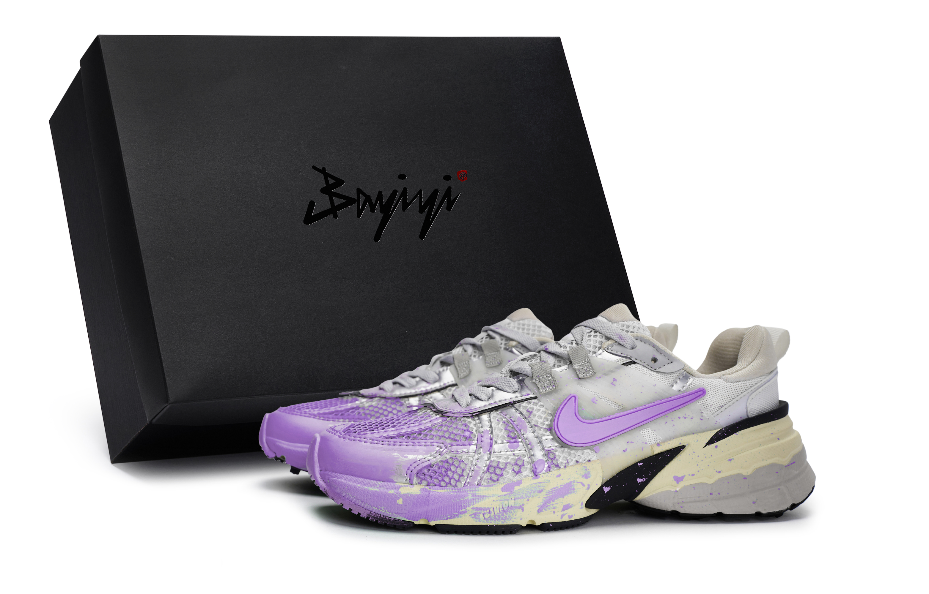 Nike V2K Run Slip Resistant Abrasion Resistant Low top Running Shoes Women’s Silver Purple