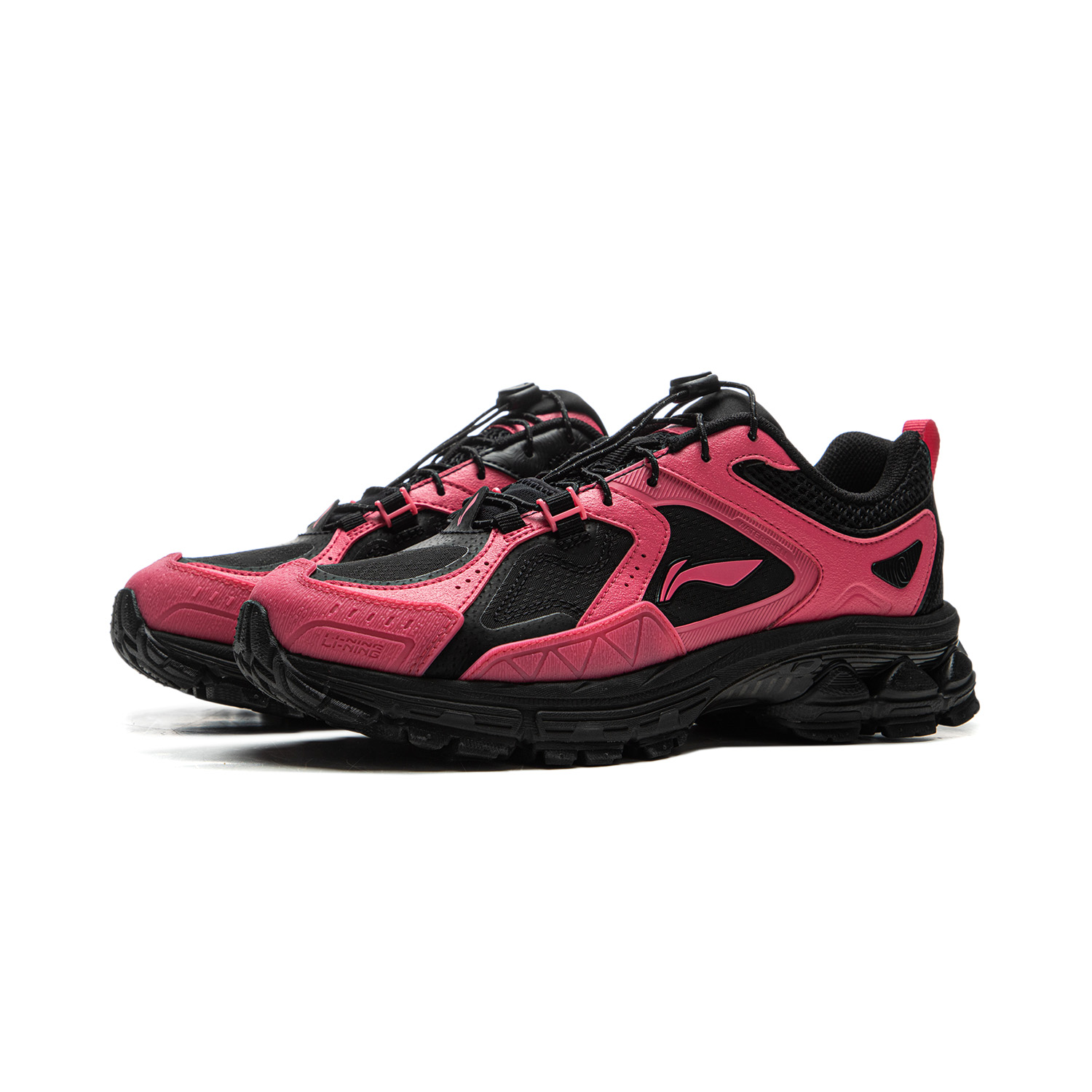 Li Ning Fuyao 2.0 Trail V2 Fabric Slip Resistant Abrasion Resistant Low top Sprint Running Shoes Women’s Black Pink