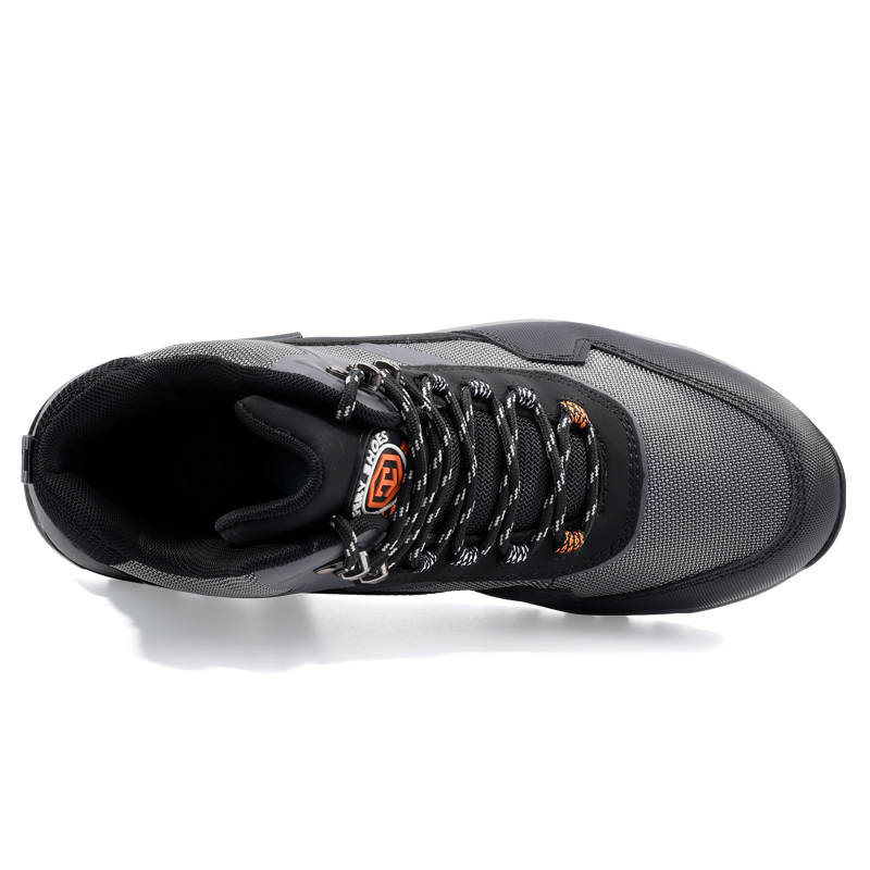 LANGTAN Abrasion Resistant Impact Resistant High top Outdoor Shoes Men’s Black Gray