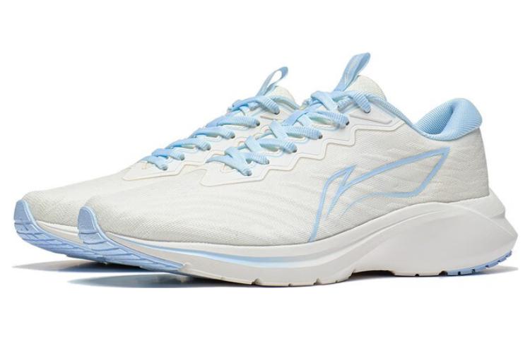 Li Ning YunQue Fabric Slip Resistant, Abrasion Resistant, Breathable Low top Running Shoes Women’s White Blue
