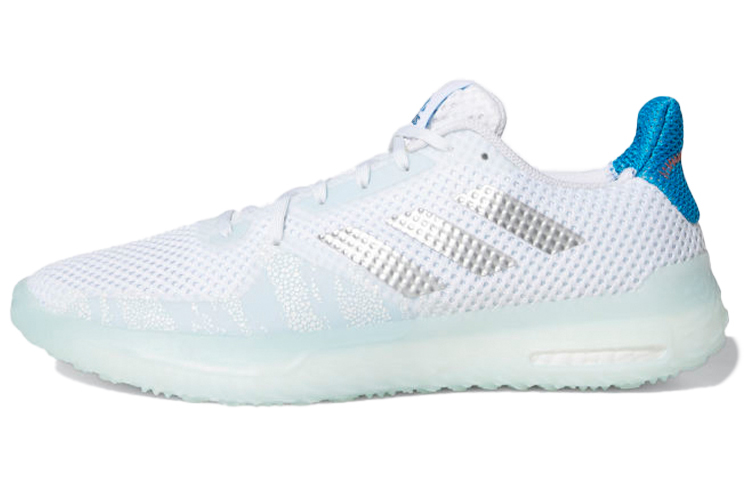 Adidas Fitboost Lace Up Mesh Slip Resistant Low top Running Shoes Men's White Gray Blue