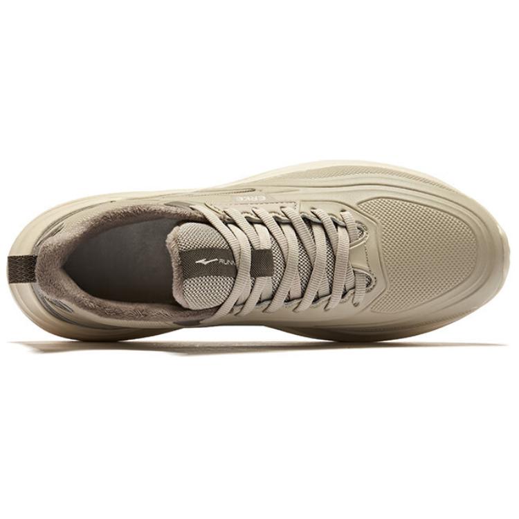 Erke Mingyu 2 Comfortable Fleece Lined Abrasion Resistant Thermal Low top Running Shoes Men’s Light Linen Brownstone