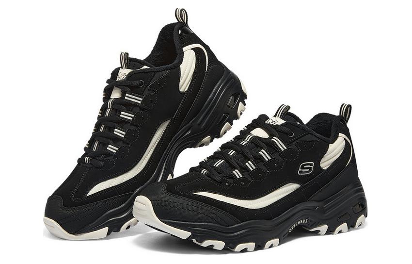 Skechers D’Lites Zip Along Shoes ‘Black White’