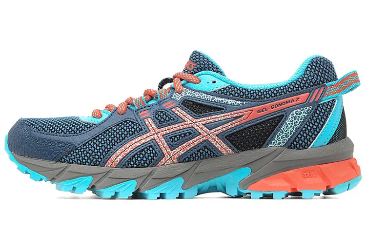 Asics Gel Sonoma 2 Abrasion Resistant Low top Running Shoes Women's Gray Blue Orange