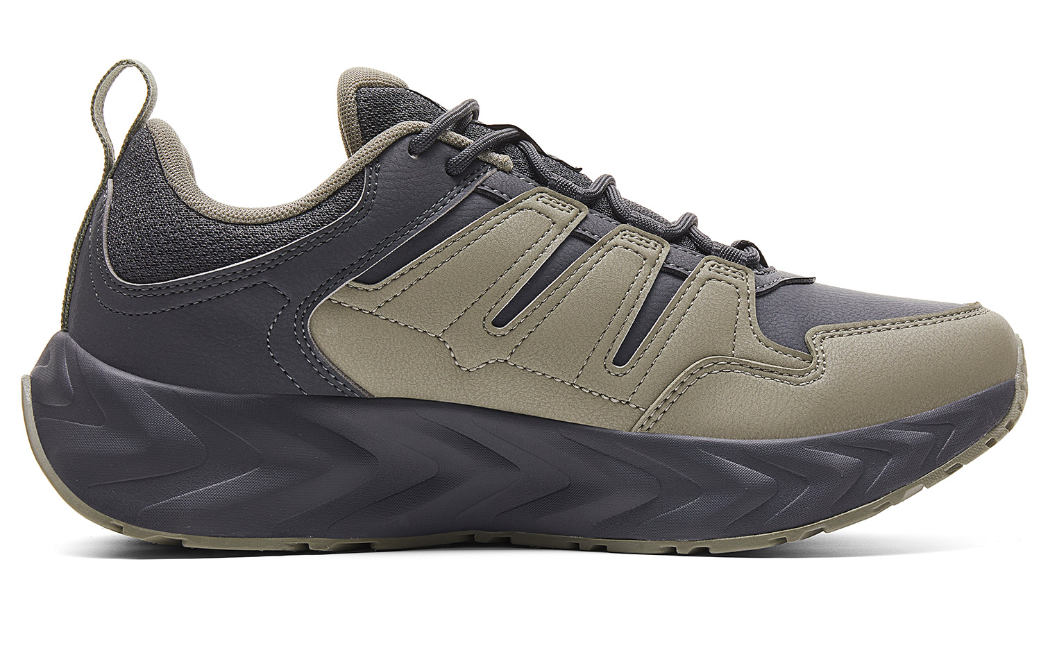 PEAK Textile, Synthetic Leather Low top Casual Running Shoes Men’s Gray Cyan