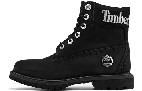Timberland 6 Inch Premium Waterproof Boots 'Black Nubuck With Silver Logo' Women's