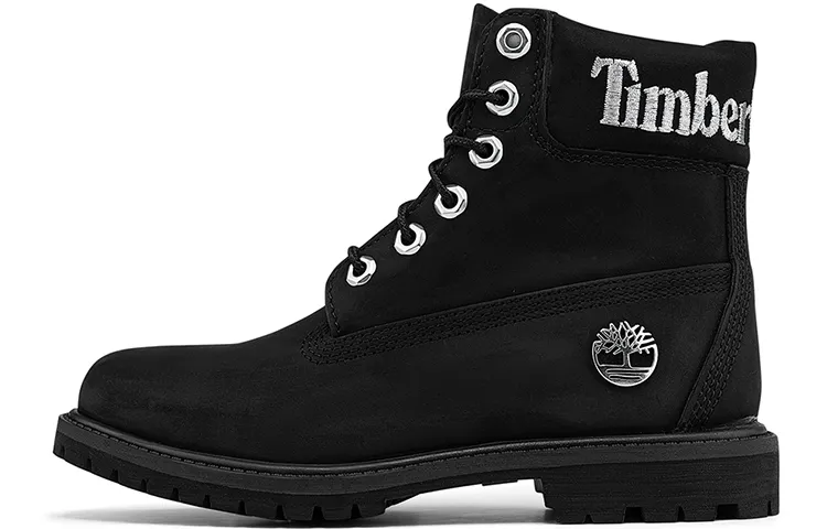 Timberland 6 Inch Premium Waterproof Boots 'Black Nubuck With Silver Logo' Women's