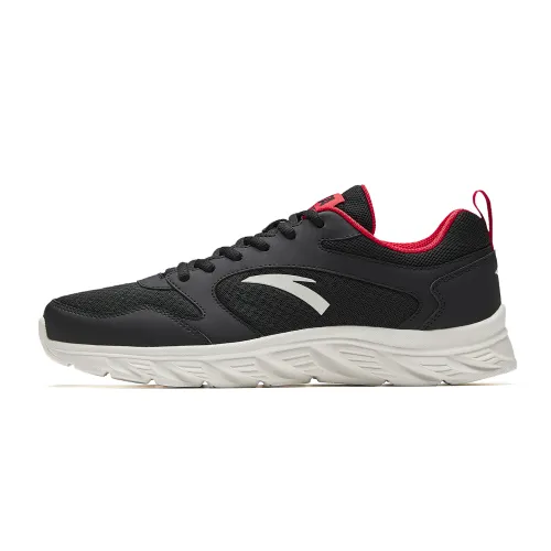 Anta Cushioning Breathable Cushioning Breathable Low top Casual Running Shoes Men's Basic Black Classic Red