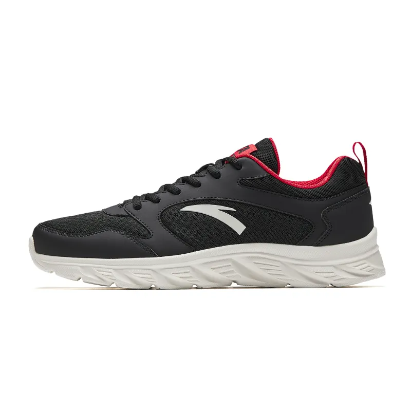 Anta Cushioning Breathable Cushioning Breathable Low top Casual Running Shoes Men's Basic Black Classic Red