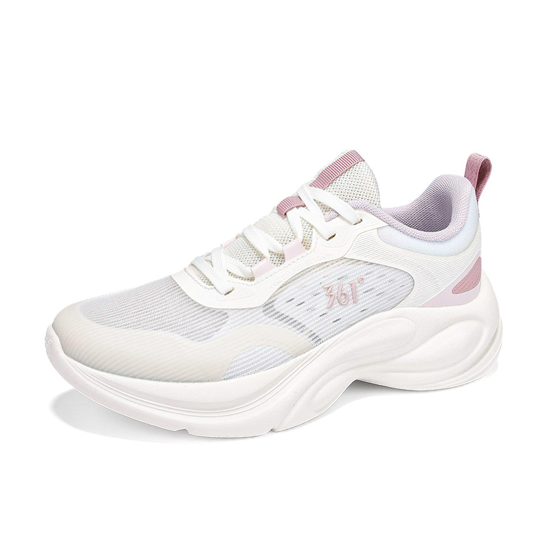 361° Cushioning Breathable Lightweight Low top Casual Running Shoes Women’s Feather White Dawn Pink Purple