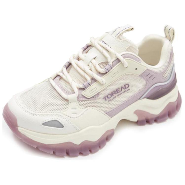 TOREAD Cushioning Abrasion Resistant Cushioning, Wear Resistant Low top Running Shoes Women’s Beige White Pink