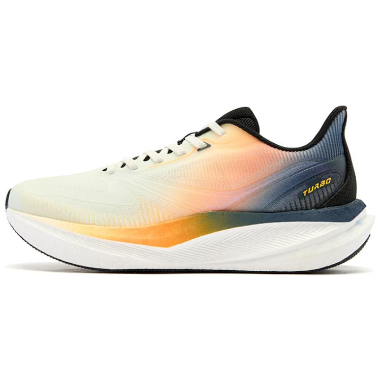 QIAODAN Abrasion Resistant Slip Resistant Cushioning Low top Casual Sprint Running Shoes Men’s Beige Orange Blue