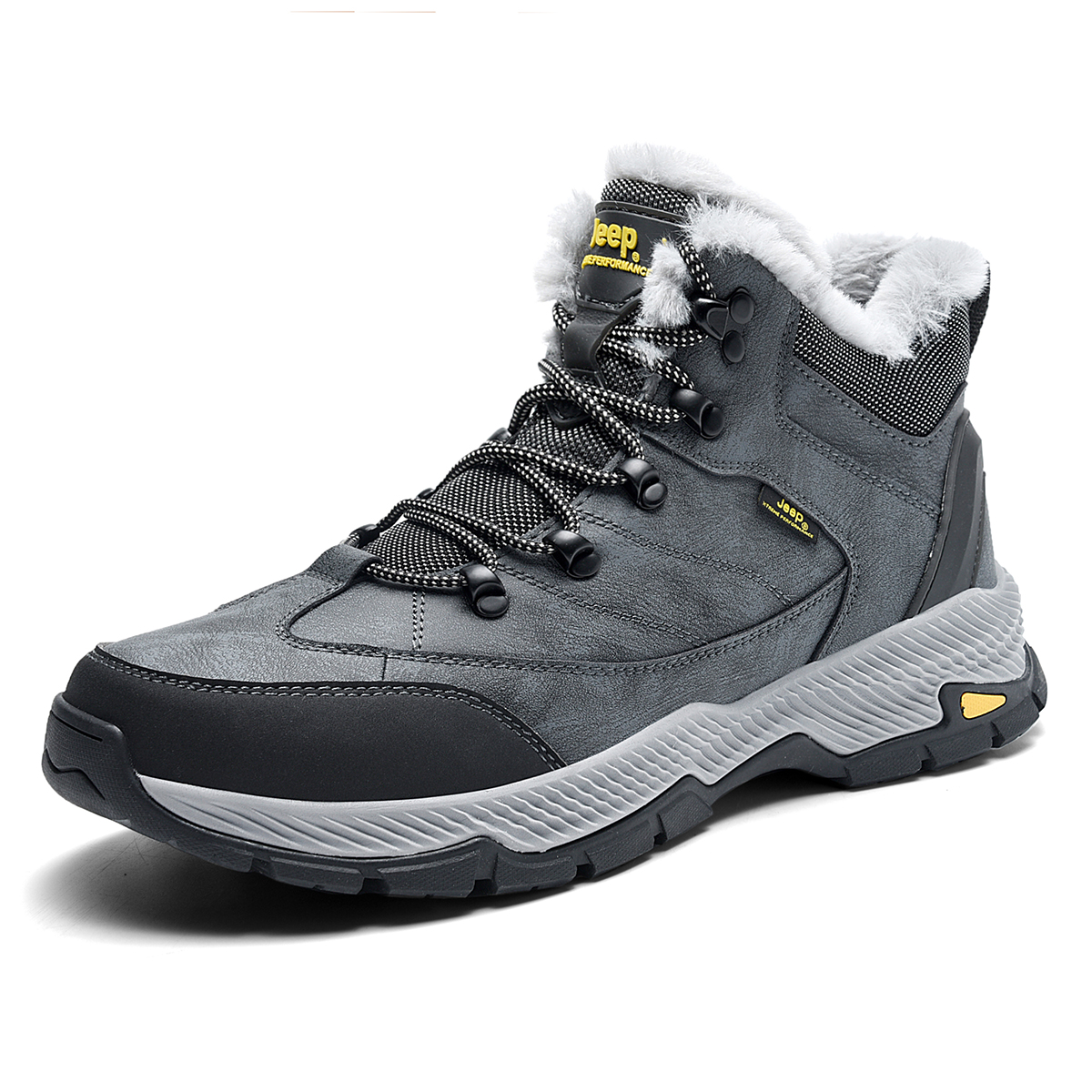 Jeep Textile, Split Cow Leather High top Outdoor Shoes Men’s Black