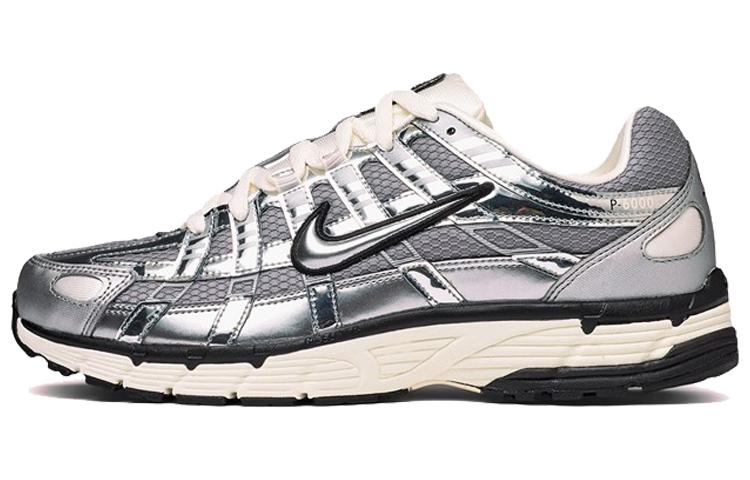 Nike P-6000 Comfortable, stylish, shock-absorbing, non-slip, breathable, low-top casual urban commuting running shoes, men's style, silver gray