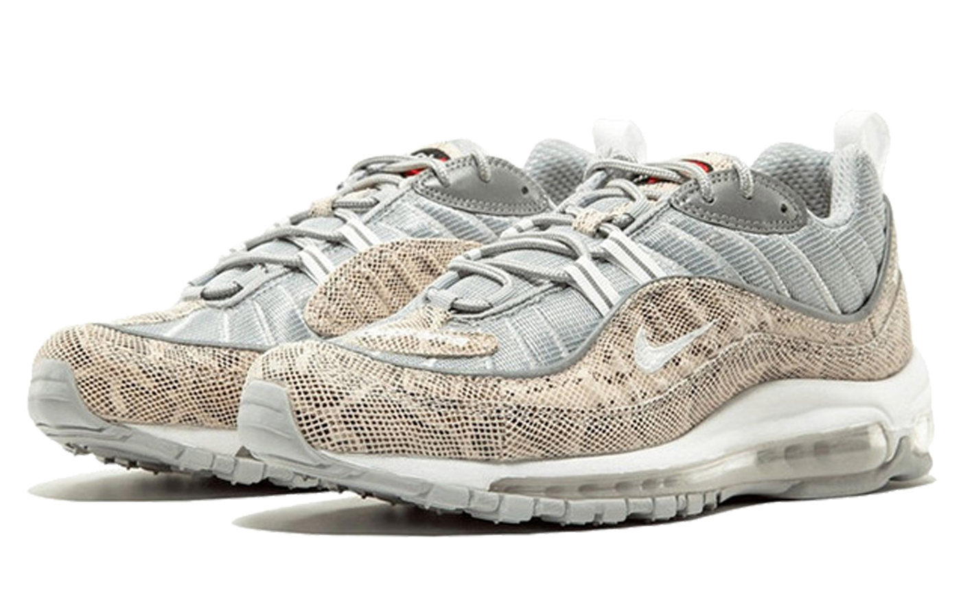 Мужские кроссовки Nike Air Max 98 ларафон /// (серебристо-белые с красным) — 帆色/金属银/红/白 — фото 3
