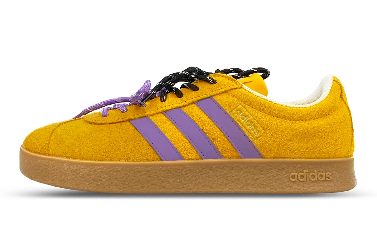Adidas VL COURT 3.0 Slip Resistant Abrasion Resistant Low top Skateboard Shoes Unisex Yellow Purple