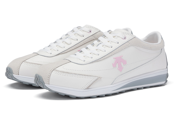 DESCENTE Cron Racer Leather Balance Rebound Balance Rebound Low top Casual Running Shoes Unisex Pink White