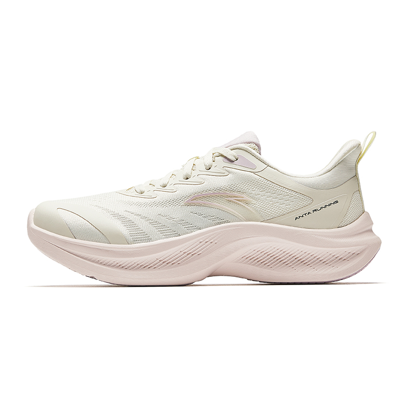 Anta Anti-Slip Wear-Resistant Breathable Lightweight Height Increasing Low-Top Casual Running Shoes Women’s White Gray