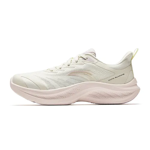 Anta Anti-Slip Wear-Resistant Breathable Lightweight Height Increasing Low-Top Casual Running Shoes Women's White Gray