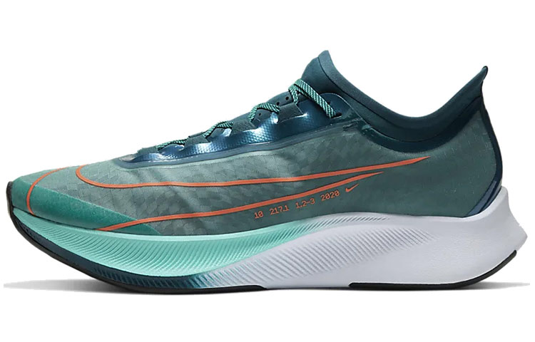 Nike Zoom Fly 3 Sports Speedy Foam Fabric Shock Absorbing and Anti-Slip Low Top Carbon Board Marathon Running Shoes Men and Women Green