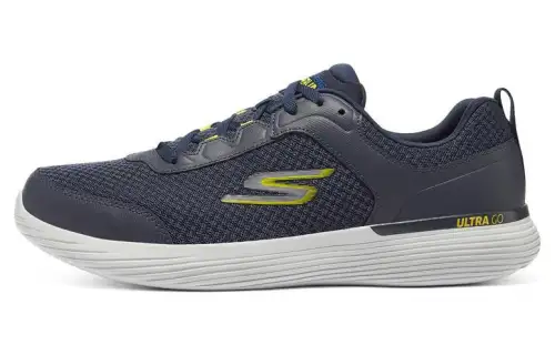 Skechers Go Run 400 V2 Lace Up Synthetic Leather Low top Running Shoes Men's Marine Blue