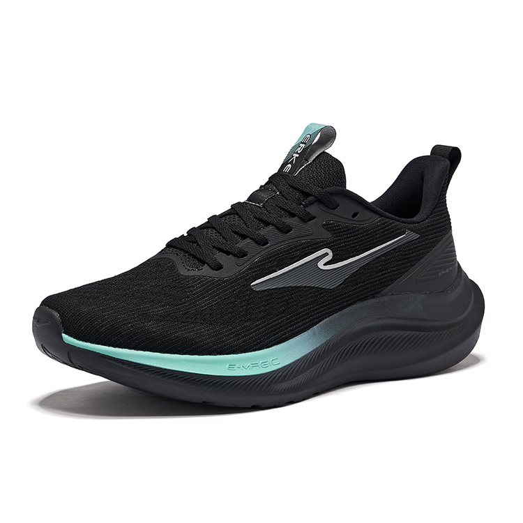 Erke Fabric Cushioning Breathable Lightweight Cushioning Breathable Lightweight Low top Running Shoes Men’s Jet Black