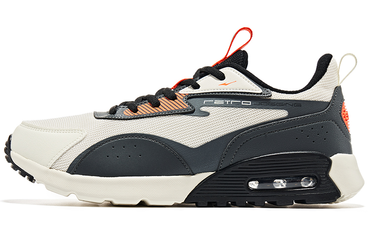 Erke Low top Running Shoes Men’s Ivory White Carbon Gray Fluorescent Fire Orange