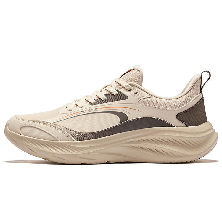 Erke Cushioning Rebound Low top Casual Running Shoes Men’s Warm Linen Dried Wood Gray