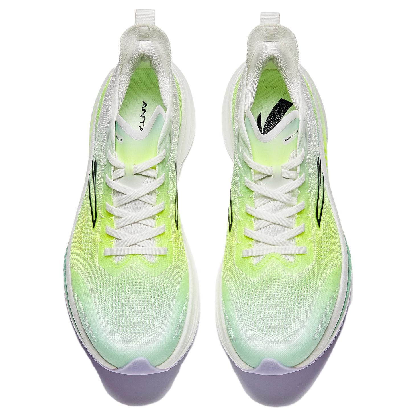 Anta Cushioning Abrasion Resistant Breathable Low top Full Length Carbon Plate Running Shoes Men’s White Green