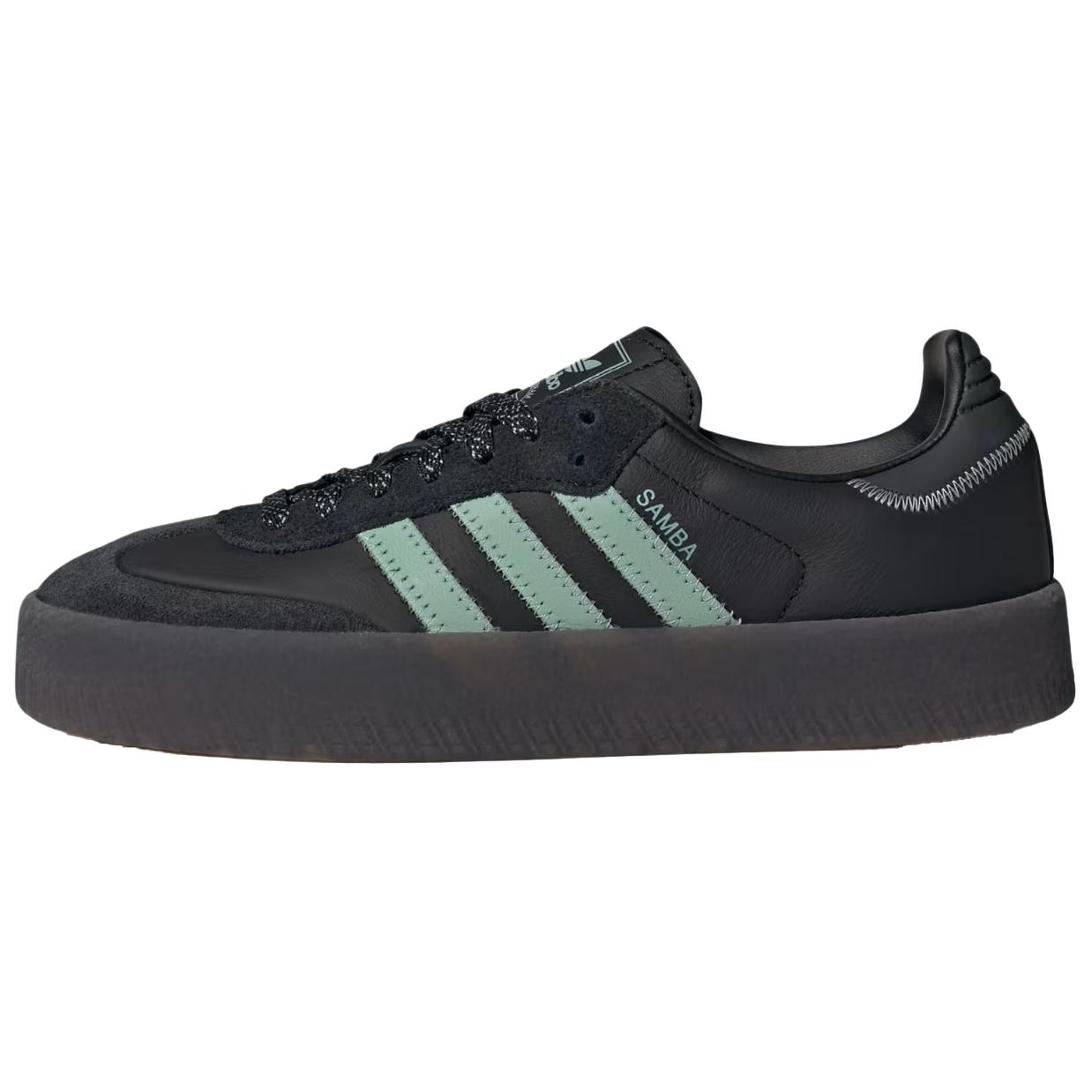 Женские кеды adidas originals SAMBAE (черно-зеленые)