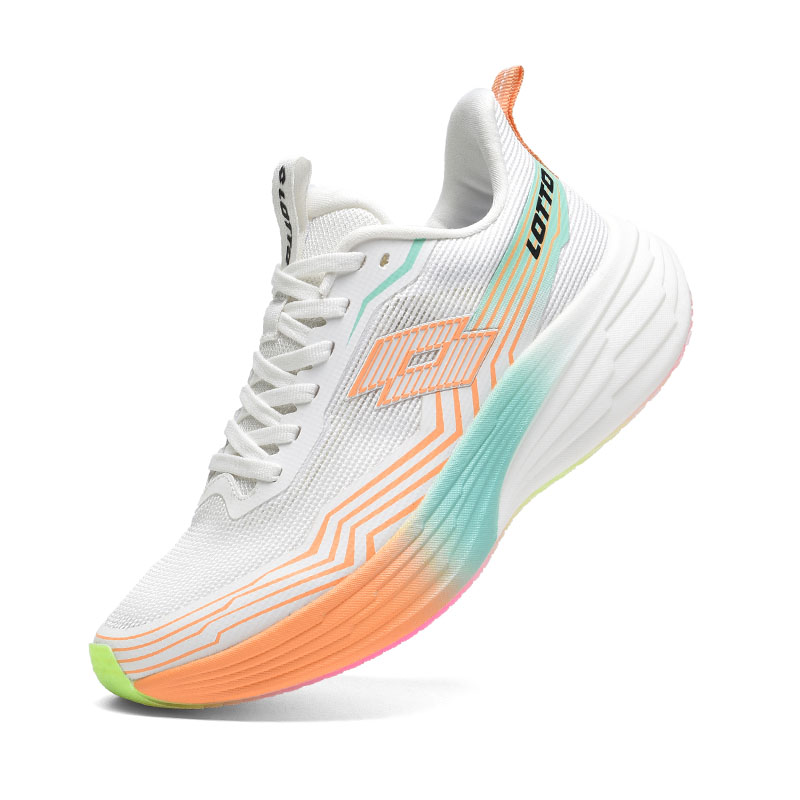 LOTTO Slip Resistant Abrasion Resistant Low top Carbon Plate Training Running Shoes Women’s White/Peach Green