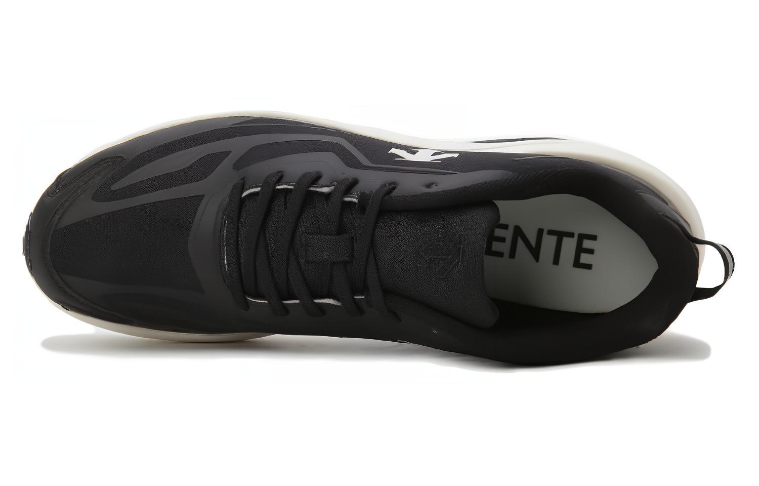 DESCENTE Futec Textile, Synthetic Leather Wear resistant And Lightweight Low top Running Shoes Unisex Black White