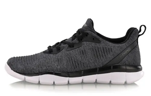 Li Ning Spirituality Fashion Fabric Cushioning Lightweight Low top Running Shoes Unisex Black Gray