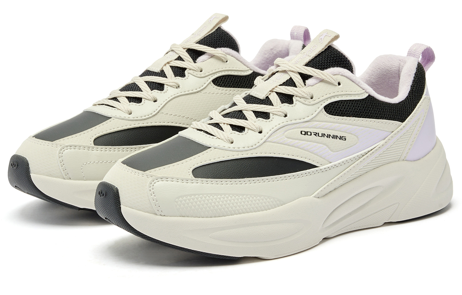QIAODAN Retro Sports Versatile, Leather Upper Comfortable, Fleece Lined Insulated Shoes Fabric