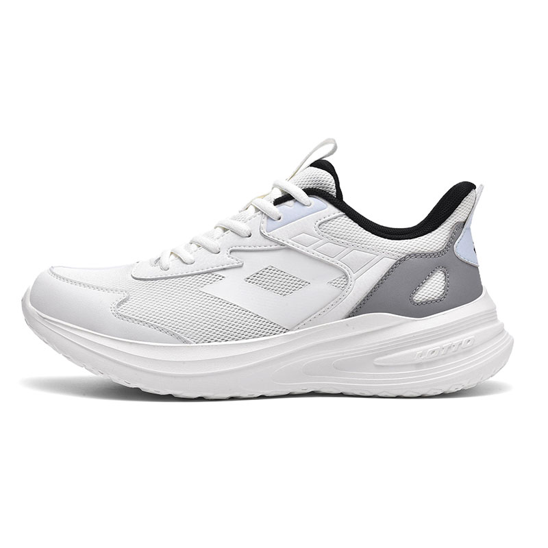 LOTTO Textile, Synthetic Leather Cushioning Slip Resistant Abrasion Resistant Low top Running Shoes Men’s White Blue