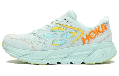 HOKA ONE ONE Clifton L Embroidery Fun embroidery shock-absorbing anti-slip wear-resistant support low-top running shoes for men and women, glass blue