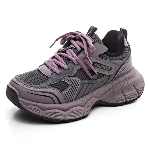 Global HUANQIU little fairy limited color, velvet and cotton, retro trend, versatile, simple and comfortable, warm, wear-resistant, breathable and non-slip, low-cut dad shoes, women's purple