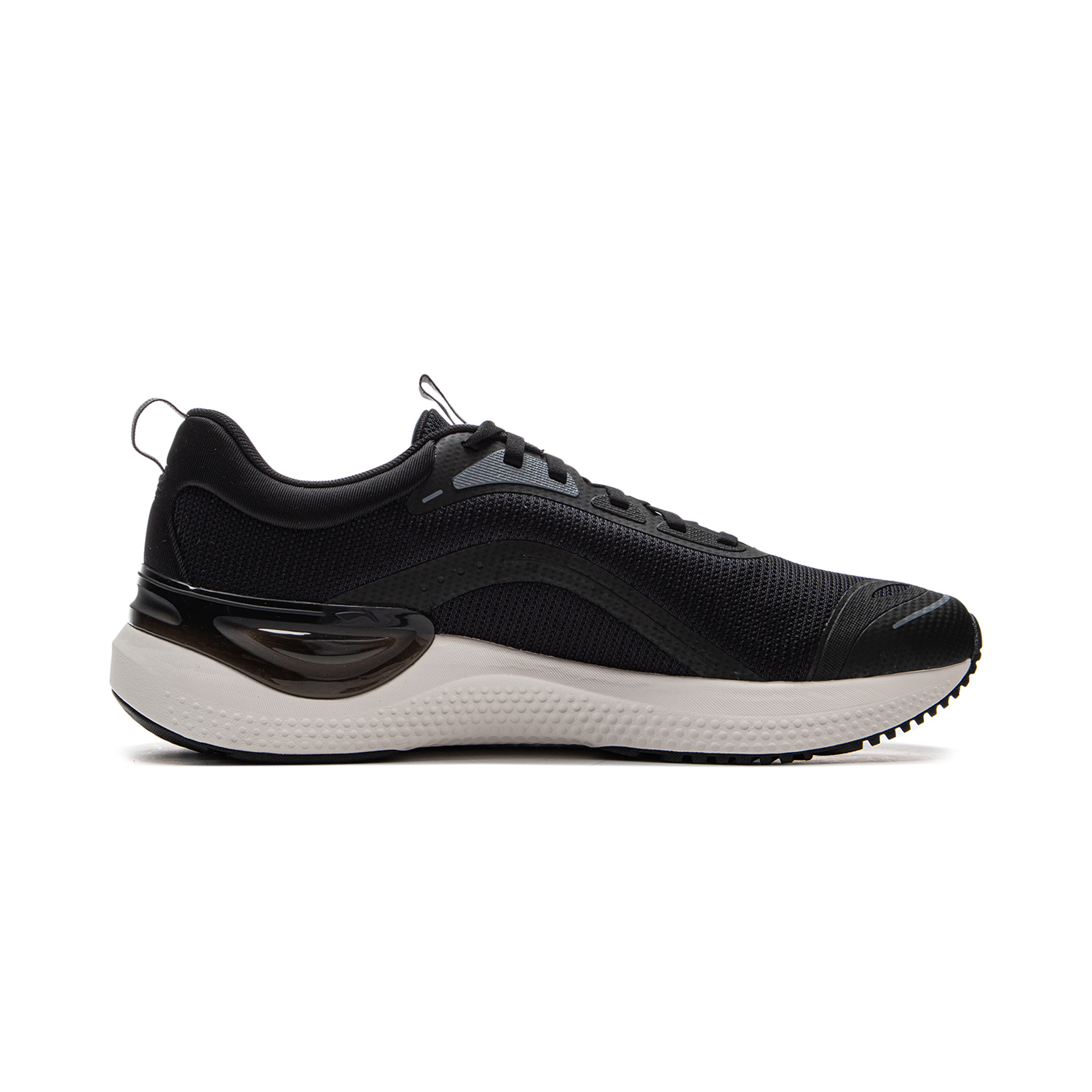 Li Ning Fabric Cushioning Slip Resistant Abrasion Resistant Lightweight Low top Running Shoes Men’s Black