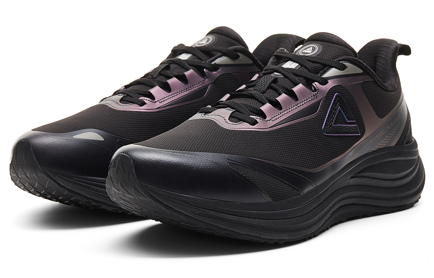 PEAK Cushioning Slip Resistant Abrasion Resistant Coverage Rebound Low top Running Shoes Men’s All Black