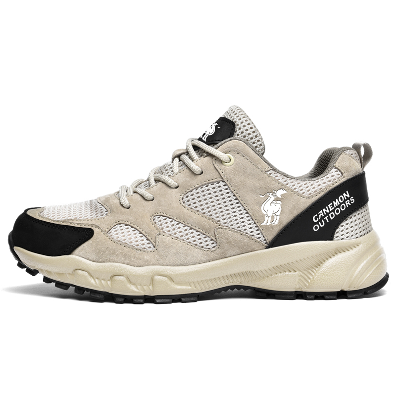 LINGHANGLUOTUO Outdoor Shoes Men’s Low Top Beige/Gray