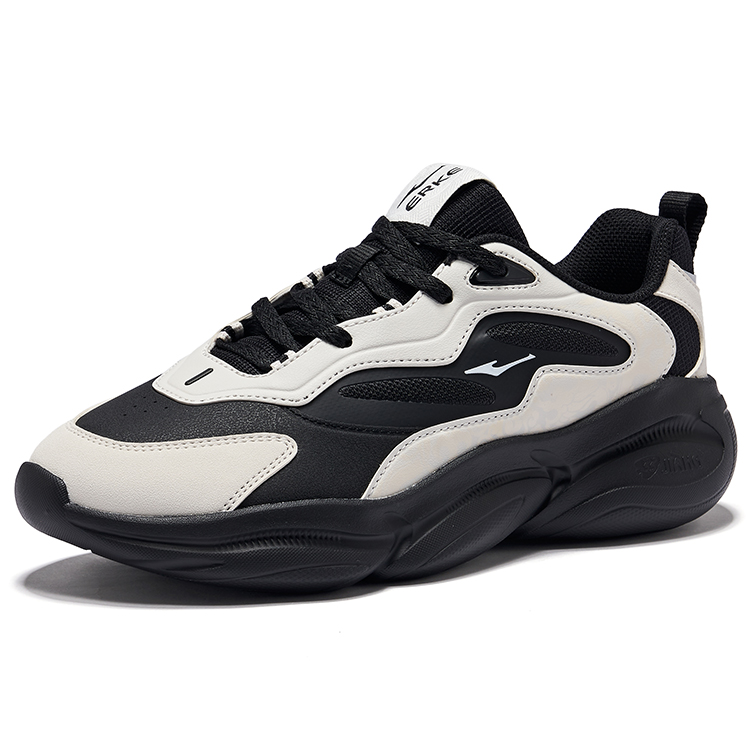 Erke Soaring Dragon Leaping Cloud Running Shoes Men’s Low Top Jet Black, Wild Gray