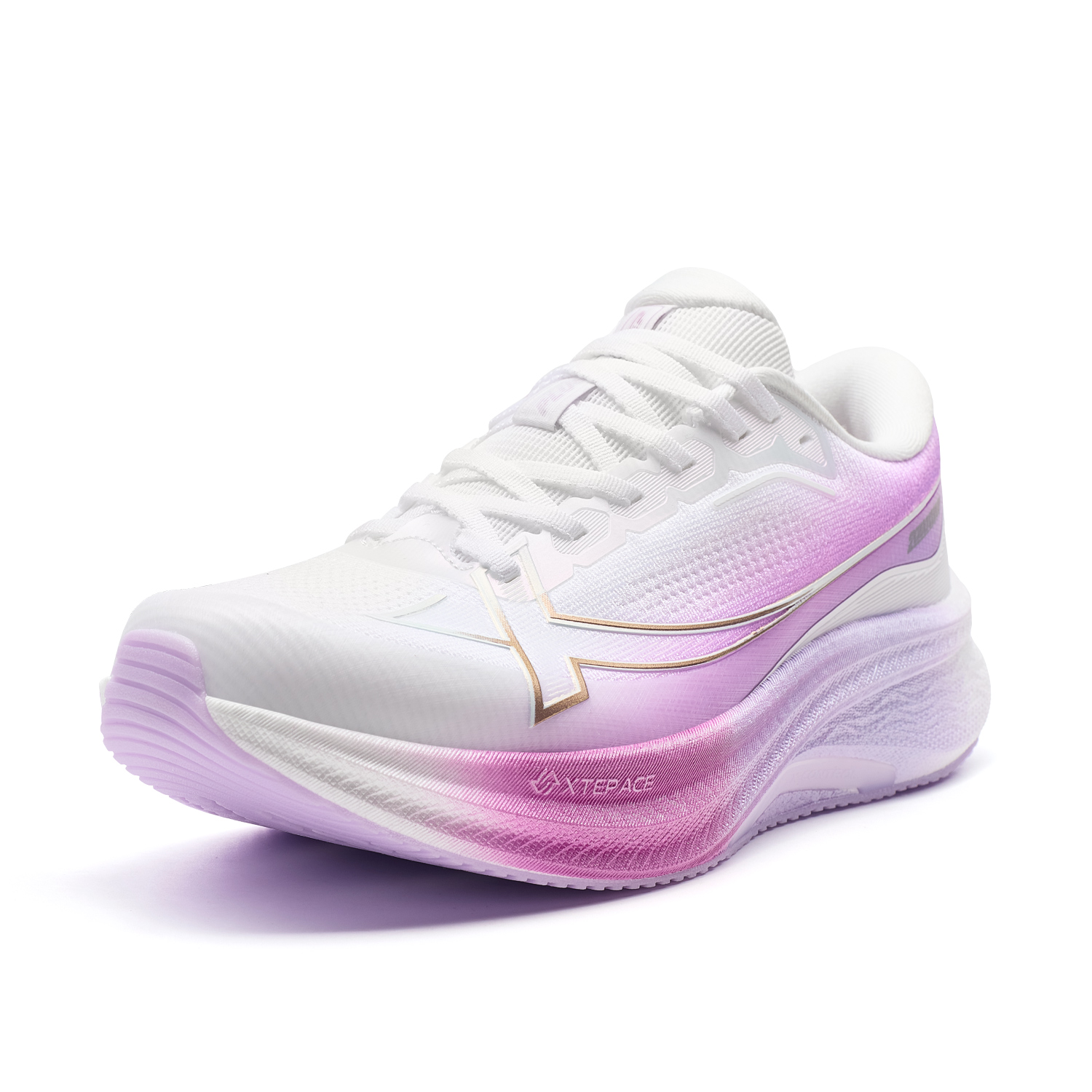 XTEP 2000km PLUS Running Shoes Women’s Low Top Classic White/Peony Purple/Stunning Fuchsia