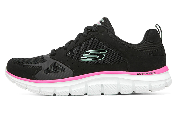 Skechers TRACK Fabric Low top Casual Running Shoes Women’s Black Pink